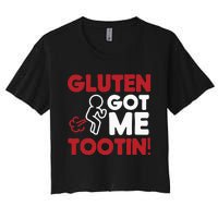 Gluten Tootin Funny Gluten Free Joke Design Gluten Jokes Women's Crop Top Tee