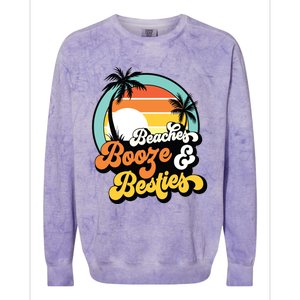 Girl Trip Funny Matching Beaches Booze Besties Best Friends Colorblast Crewneck Sweatshirt