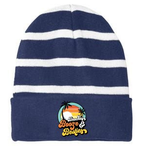 Girl Trip Funny Matching Beaches Booze Besties Best Friends Striped Beanie with Solid Band