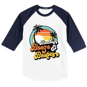 Girl Trip Funny Matching Beaches Booze Besties Best Friends Baseball Sleeve Shirt