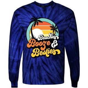 Girl Trip Funny Matching Beaches Booze Besties Best Friends Tie-Dye Long Sleeve Shirt