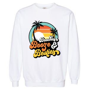 Girl Trip Funny Matching Beaches Booze Besties Best Friends Garment-Dyed Sweatshirt