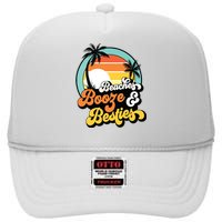 Girl Trip Funny Matching Beaches Booze Besties Best Friends High Crown Mesh Back Trucker Hat