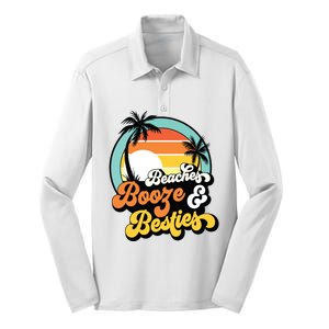 Girl Trip Funny Matching Beaches Booze Besties Best Friends Silk Touch Performance Long Sleeve Polo