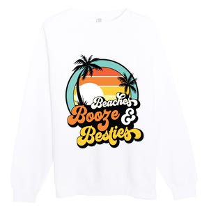 Girl Trip Funny Matching Beaches Booze Besties Best Friends Premium Crewneck Sweatshirt