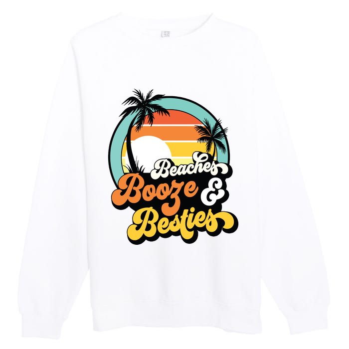 Girl Trip Funny Matching Beaches Booze Besties Best Friends Premium Crewneck Sweatshirt