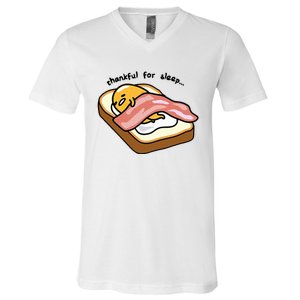 Gudetama Thankful For Sleep Toasty V-Neck T-Shirt