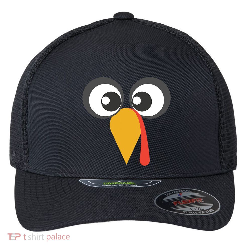 GIANT TURKEY FACE Shirt Funny THANKSGIVING Holiday Costume Flexfit Unipanel Trucker Cap