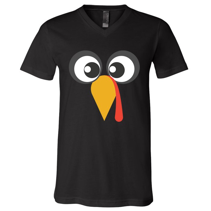 GIANT TURKEY FACE Shirt Funny THANKSGIVING Holiday Costume V-Neck T-Shirt