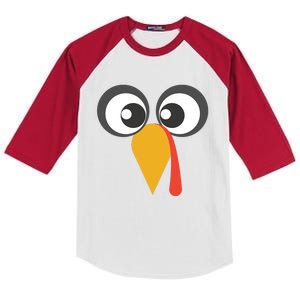 GIANT TURKEY FACE Shirt Funny THANKSGIVING Holiday Costume Kids Colorblock Raglan Jersey