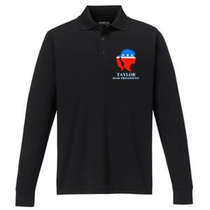 Groovy Taylor For President 2024 Performance Long Sleeve Polo