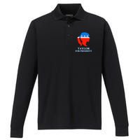 Groovy Taylor For President 2024 Performance Long Sleeve Polo