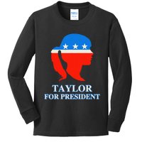 Groovy Taylor For President 2024 Kids Long Sleeve Shirt