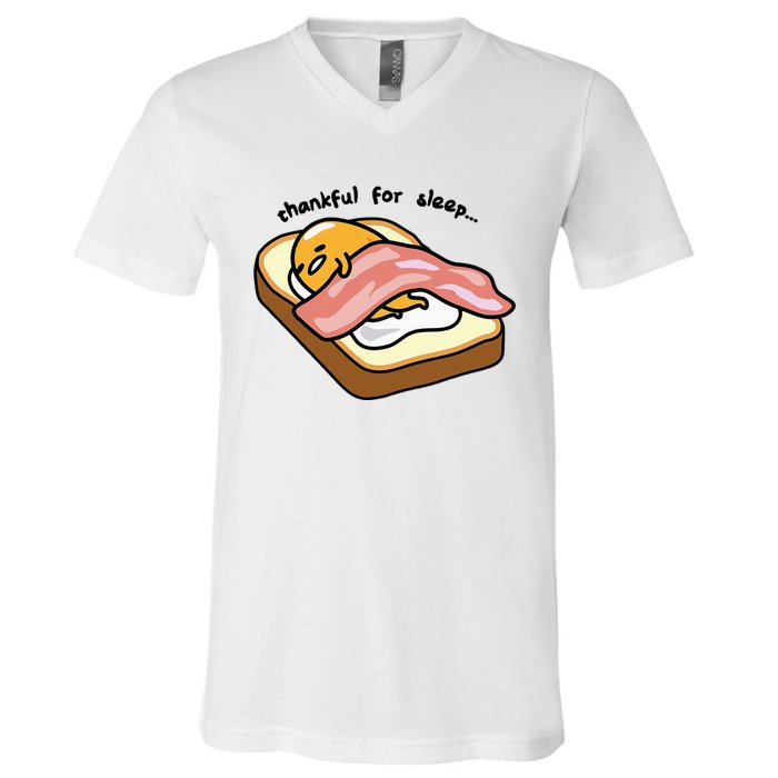 Gudetama Thankful For Sleep Toasty V-Neck T-Shirt