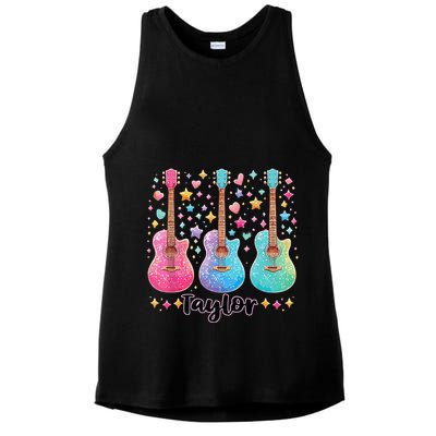 Girl Taylor First Name Personalized Groovy 80S Ladies PosiCharge Tri-Blend Wicking Tank