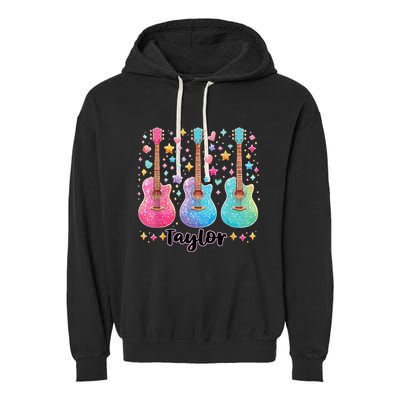 Girl Taylor First Name Personalized Groovy 80S Garment-Dyed Fleece Hoodie
