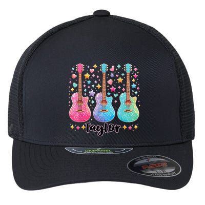 Girl Taylor First Name Personalized Groovy 80S Flexfit Unipanel Trucker Cap