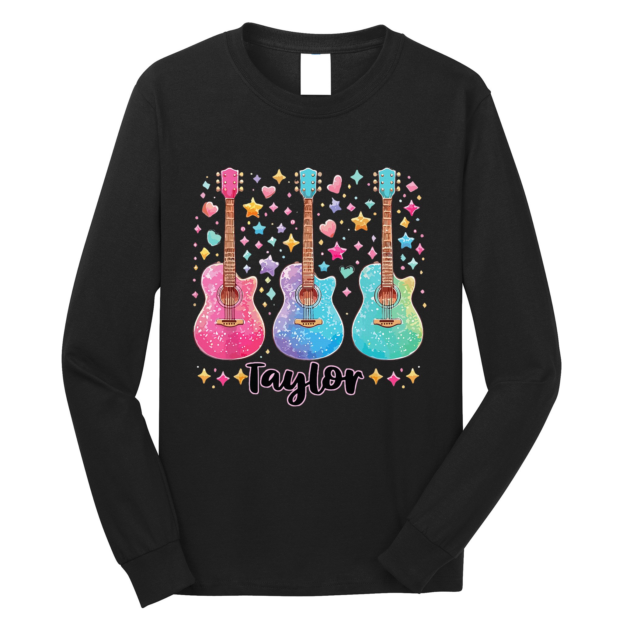 Girl Taylor First Name Personalized Groovy 80S Long Sleeve Shirt