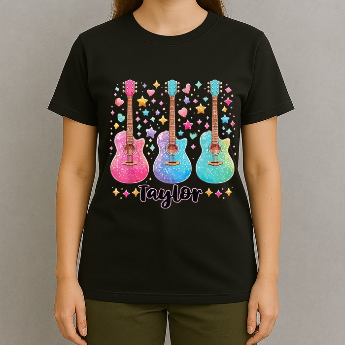 Girl Taylor First Name Personalized Groovy 80S T-Shirt