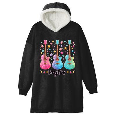 Girl Taylor First Name Personalized Groovy 80S Hooded Wearable Blanket