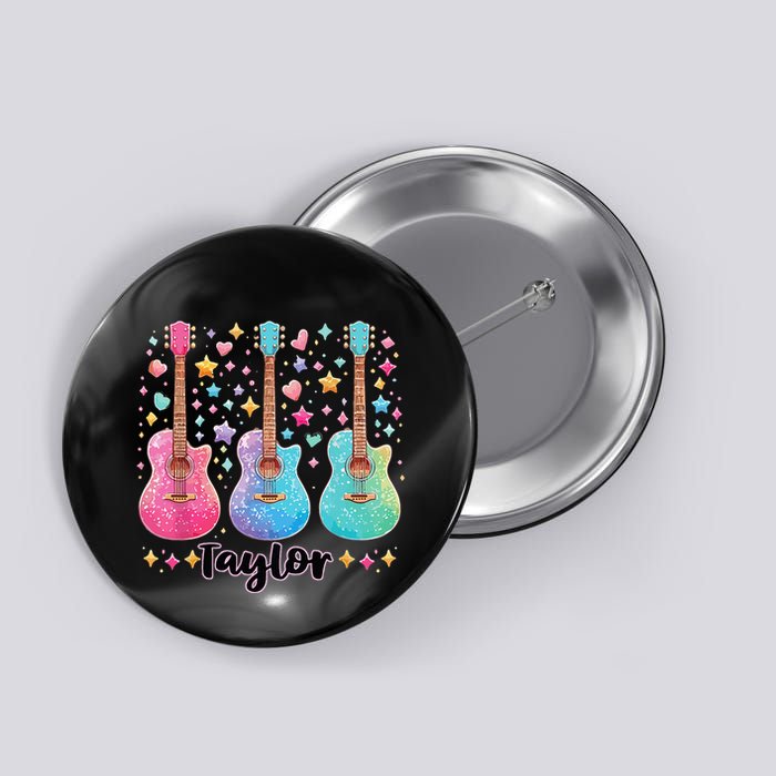 Girl Taylor First Name Personalized Groovy 80S Button