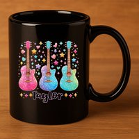 Girl Taylor First Name Personalized Groovy 80S 11oz C Handle Ceramic Mug