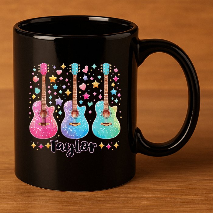 Girl Taylor First Name Personalized Groovy 80S 11oz C Handle Ceramic Mug