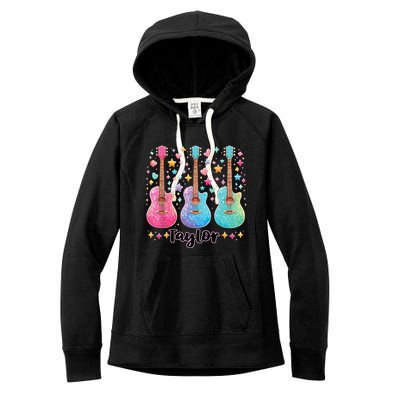 Girl Taylor First Name Personalized Groovy 80S Women's Fleece Hoodie