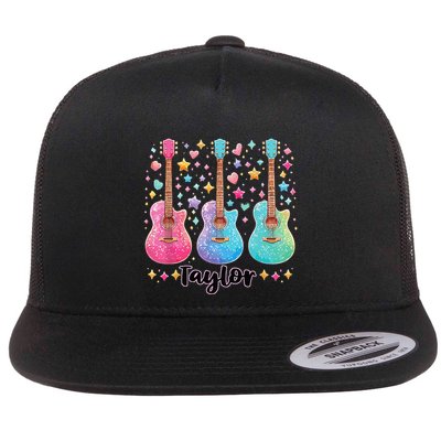 Girl Taylor First Name Personalized Groovy 80S Flatbill Hat