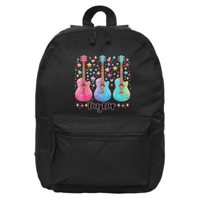 Girl Taylor First Name Personalized Groovy 80S 16 in Basic Backpack