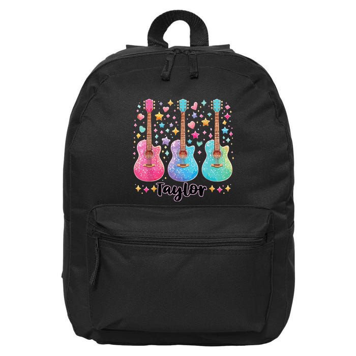 Girl Taylor First Name Personalized Groovy 80S 16 in Basic Backpack