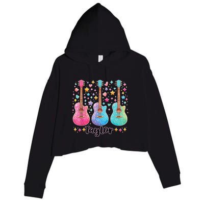 Girl Taylor First Name Personalized Groovy 80S Crop Fleece Hoodie