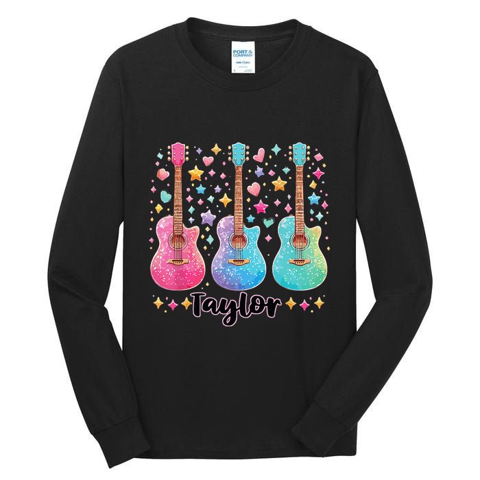 Girl Taylor First Name Personalized Groovy 80S Tall Long Sleeve T-Shirt
