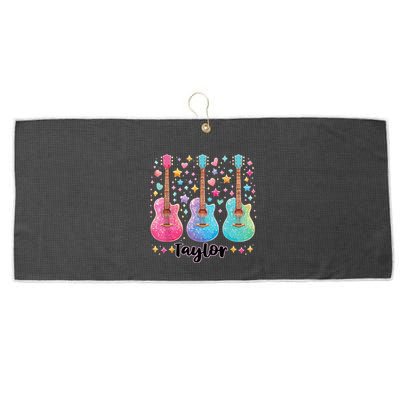 Girl Taylor First Name Personalized Groovy 80S Large Microfiber Waffle Golf Towel