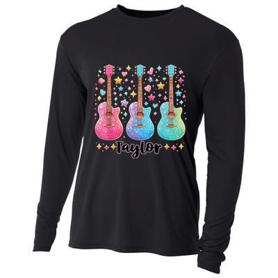 Girl Taylor First Name Personalized Groovy 80S Cooling Performance Long Sleeve Crew