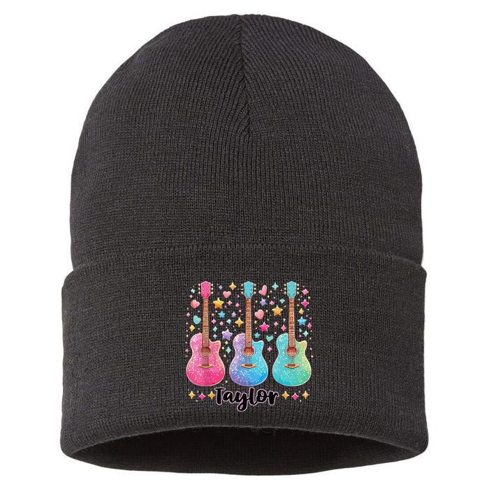 Girl Taylor First Name Personalized Groovy 80S Sustainable Knit Beanie