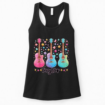 Girl Taylor First Name Personalized Groovy 80S Womens Tank Top