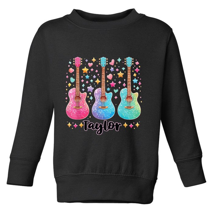 Girl Taylor First Name Personalized Groovy 80S Toddler Sweatshirt
