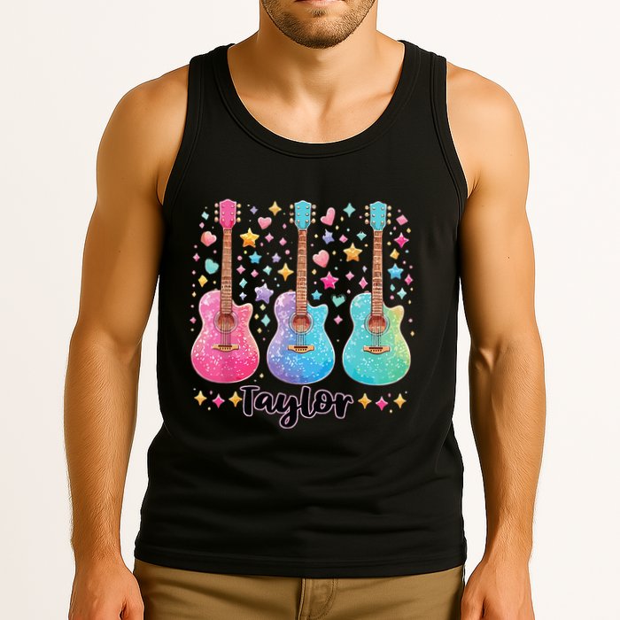 Girl Taylor First Name Personalized Groovy 80S Tank Top