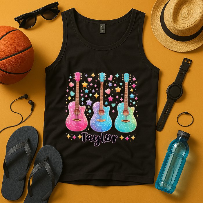 Girl Taylor First Name Personalized Groovy 80S Tank Top