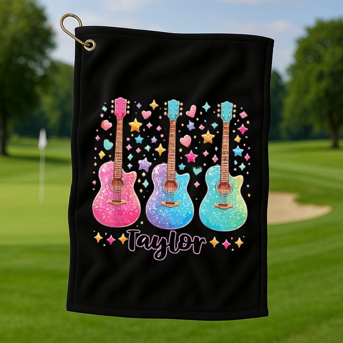 Girl Taylor First Name Personalized Groovy 80S Golf Towel