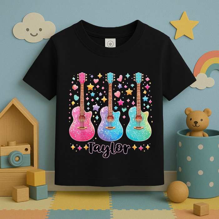 Girl Taylor First Name Personalized Groovy 80S Toddler T-Shirt