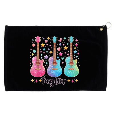 Girl Taylor First Name Personalized Groovy 80S Grommeted Golf Towel