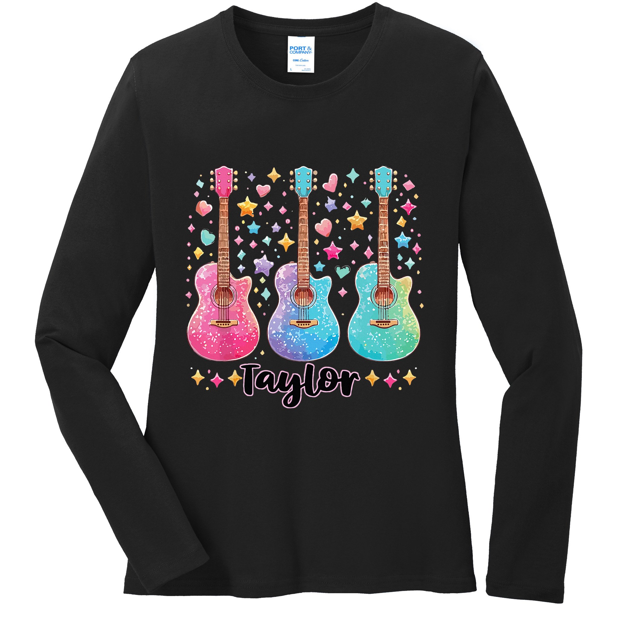 Girl Taylor First Name Personalized Groovy 80S Ladies Long Sleeve Shirt