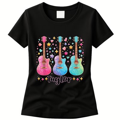 Girl Taylor First Name Personalized Groovy 80S Womens T-Shirt