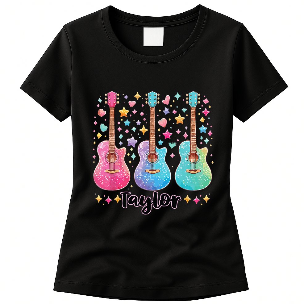 Girl Taylor First Name Personalized Groovy 80S Womens T-Shirt