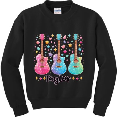 Girl Taylor First Name Personalized Groovy 80S Kids Sweatshirt