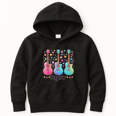 Girl Taylor First Name Personalized Groovy 80S Kids Hoodie