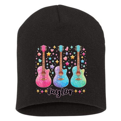 Girl Taylor First Name Personalized Groovy 80S Short Acrylic Beanie