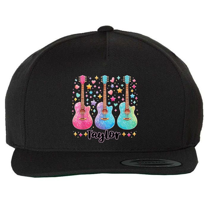 Girl Taylor First Name Personalized Groovy 80S Wool Snapback Cap